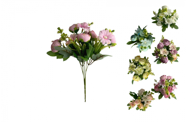 Umelá kytička ranunnculus, margarétka x5 CV17552-MIX 