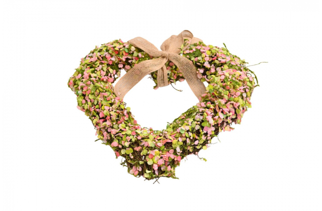 Jarný prútený veniec srdce 26 cm FD093 