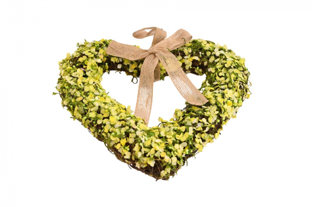 Jarný prútený veniec srdce 26 cm FD091 