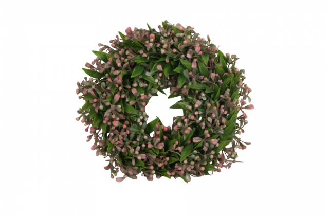 Umelý veniec krušpán 25 cm ružové bobule KWI-352-03736-25 