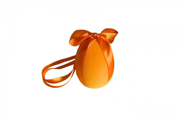 Veľkonočné zamatové vajíčko 10 cm oranžové SF3365 