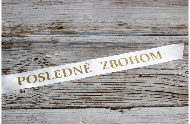 Tlač smútočnej stuhy s vlastným textom WHITE
