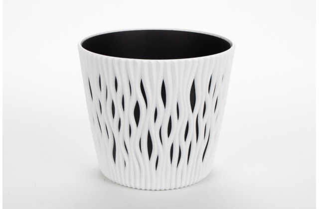 KV.DSR160 Sandy round Kvetinac s vnutrom 158x138 Biela S449