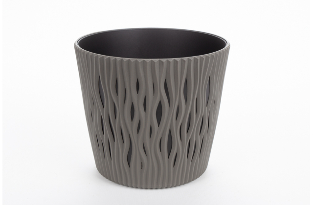 Kvetináč s vnútrom DSR130 Sandy round sivý