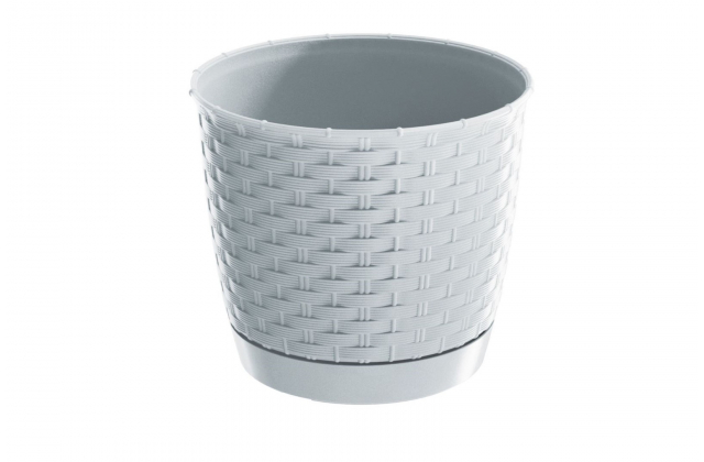 KV.DRLO220 Rattola Kvetinac ratan s podlozkou 220x195 biela S449