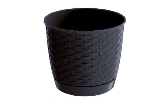 KV.DRLO220 Ratolla Kvetinac ratan s podlozkou 220x195 antracit S433